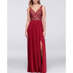 (Tall) lace v-neck bridesmaid/prom dress